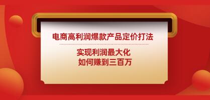 《电商高利润爆款产品定价打法》实现利润最大化，如何赚到三百万