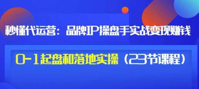 秒懂代运营《品牌IP操盘手实战赚钱》0-1起盘和落地实操