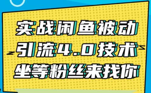 闲鱼被动引流技术4.0，日加精准粉200+实战培训课程视频讲座