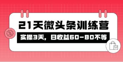 《21天微头条训练营》实操3天，日收益60-80不等