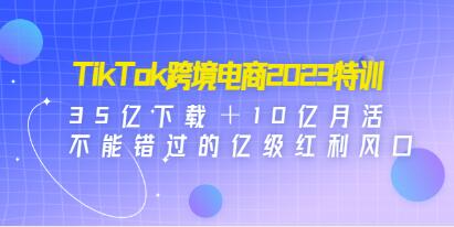 《TIKTOK跨境破局课》跨境新流量，35亿下载＋10亿月活，千万不能错过的红利风口