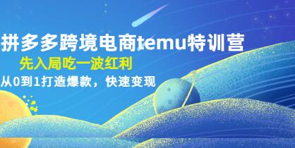 《拼多多跨境电商temu特训营》先入局吃一波红利，从0到1打造爆款，快速变现