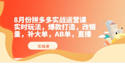 《拼多多实战运营课》实时玩法，爆款打造，改销量，补大单，AB单，直播