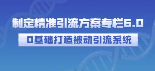 《制定精准引流方案专栏6.0》0基础打造被动引流系统