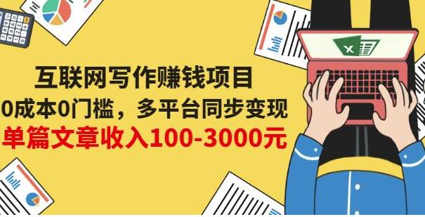 《互联网写作赚钱项目》0成本0门槛，多平台同步变现，单篇文章收入100-3000元