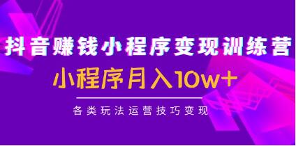 《抖音赚钱小程序变现训练营》小程序月入10w+各类玩法运营技巧变现