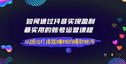 如何通过抖音实现盈利《最实用的账号运营课程》从0到1打造能赚钱的爆款账号