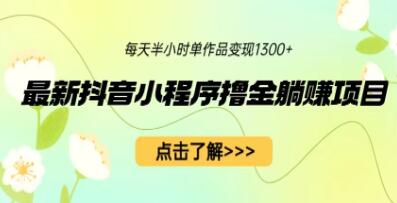 《抖音小程序撸金躺赚项目》一部手机每天半小时