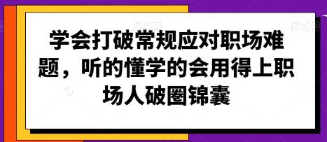 职场人破圏锦囊《打破常规应对职场难题》听的懂学的会